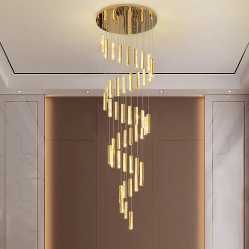 Gold LED crystal chandelier for elegant and refined indoor lighting - vue 2 sur 16