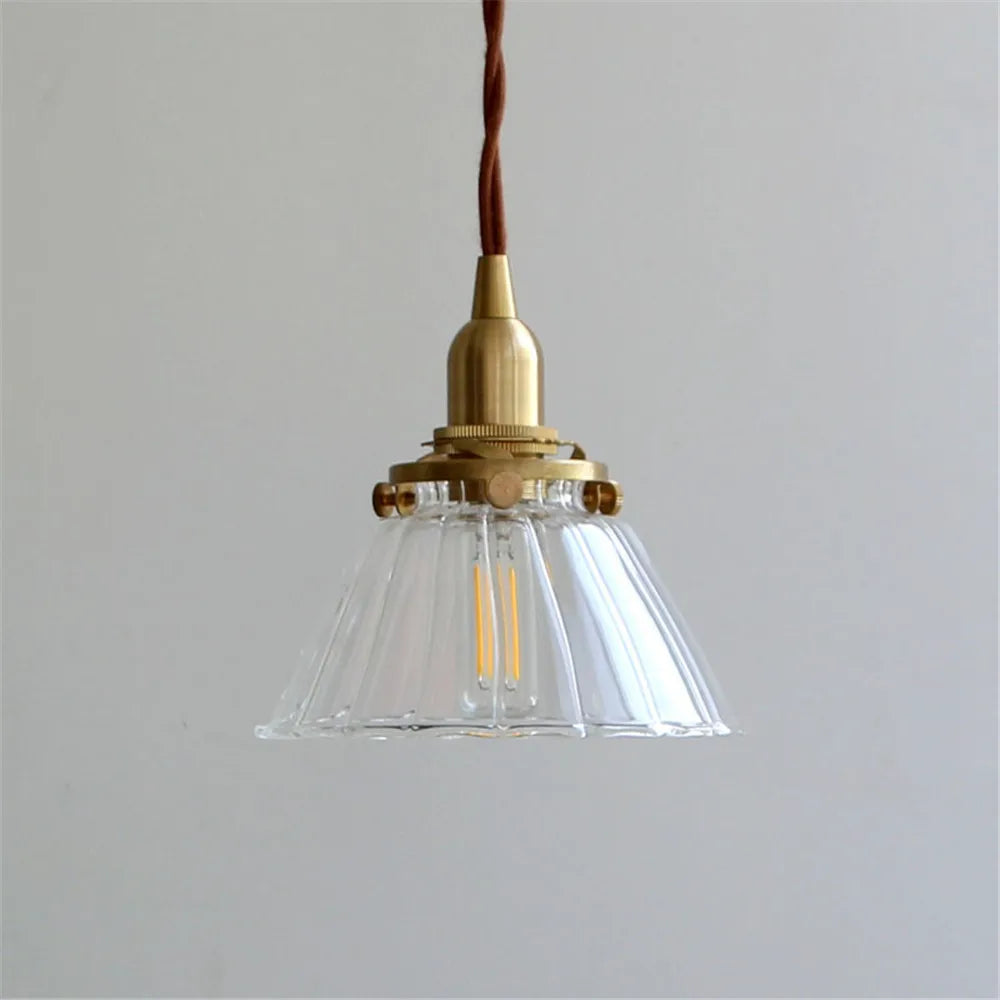 Industrial loft LED pendant light retro brass glass hanging lamp - vue 8 sur 8