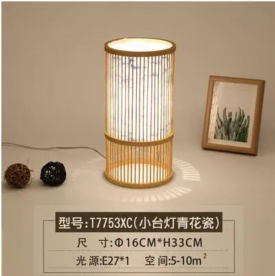 Modern Japanese bamboo wooden handmade floor lamp - vue 12 sur 18