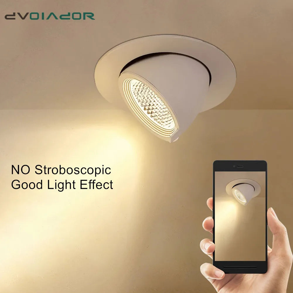 Dimmable LED downlight 360° adjustable recessed ceiling spot for living and dining room