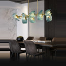 Art deco copper and blue chandelier for elegant interiors