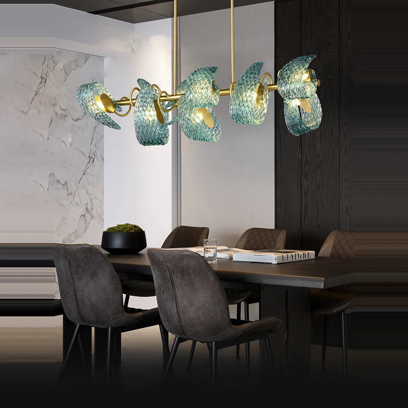 Art deco copper and blue chandelier for elegant interiors - vue 5 sur 21