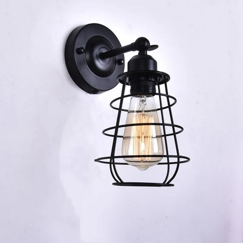 Iron bedside lamp with vintage bulb and switch - vue 3 sur 8
