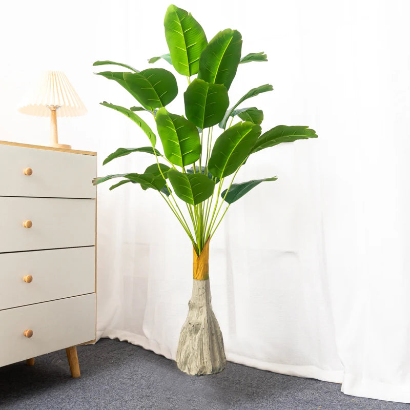 Artificial tropical banana tree with decorative palm leaves - vue 10 sur 10