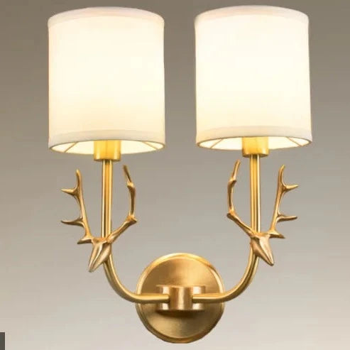 Brass deer head wall light nordic american decor