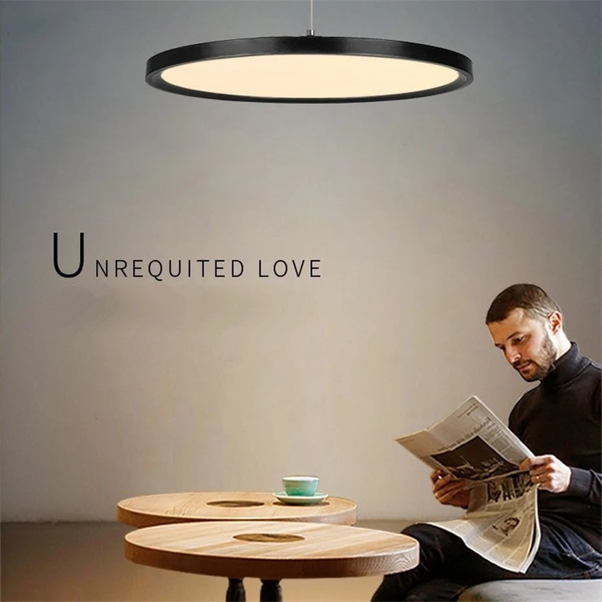 Simple nordic round iron LED pendant light