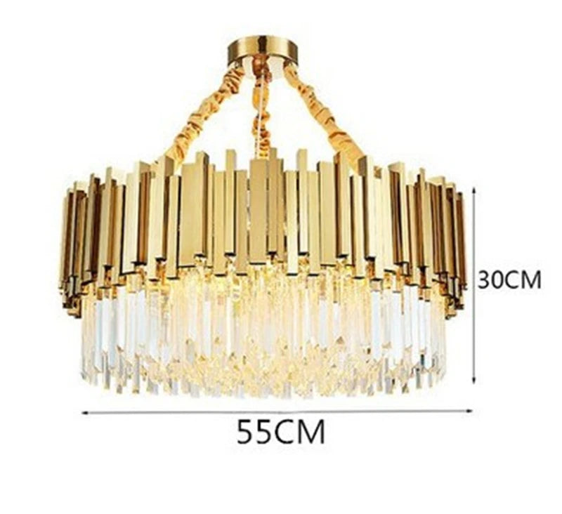 Modern crystal chandelier with large LED pendant lamp - vue 13 sur 15