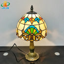 Baroque Tiffany-style bedside lamp in antique glass and metal