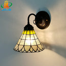 Retro wall light with minimalist tiffany style stained glass