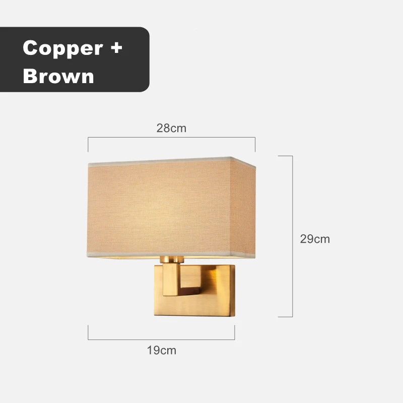 Modern fabric wall light american style square decorative