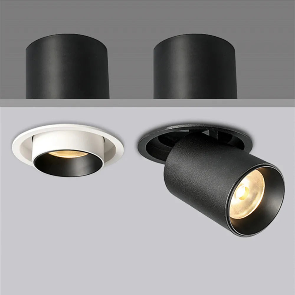 Extendable recessed rotatable LED downlight single/double head