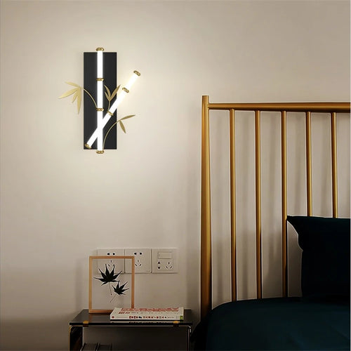 Modern Chinese style acrylic bamboo effect wall light - vue 4 sur 10