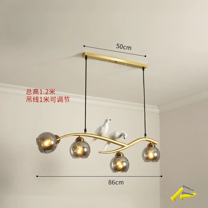 Nordic bird lamp modern chandelier with glass LED shade
