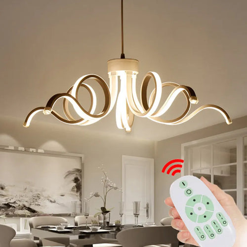 Modern remote controlled aluminium acrylic smart pendant chandelier - vue 3 sur 9