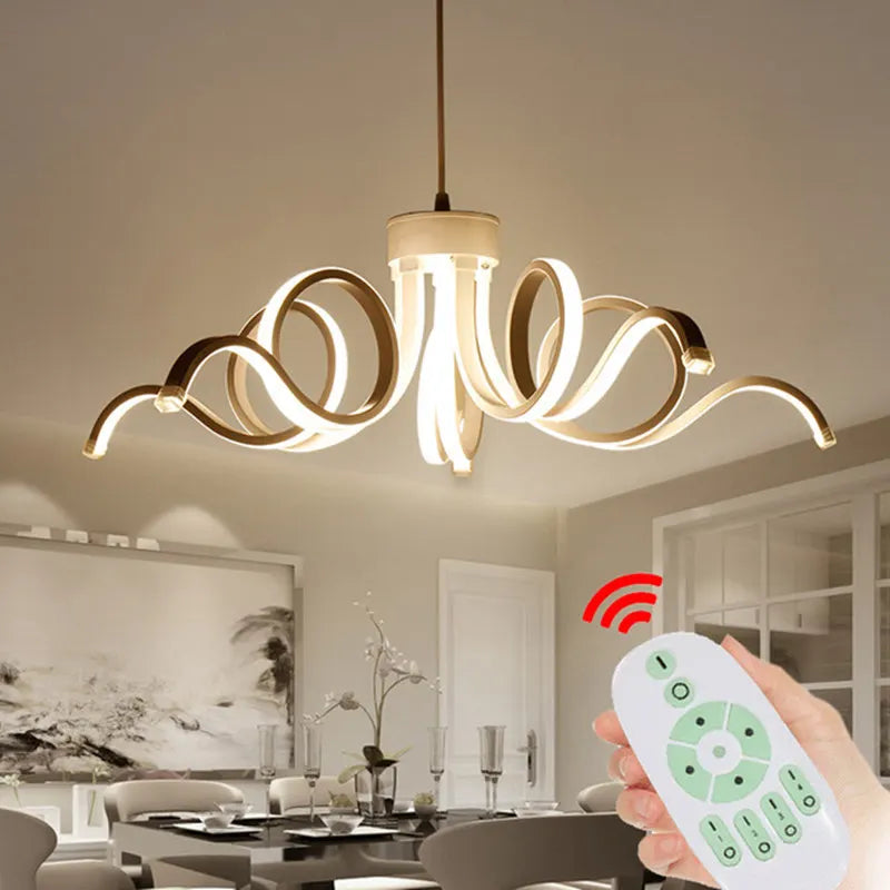 Modern remote controlled aluminium acrylic smart pendant chandelier