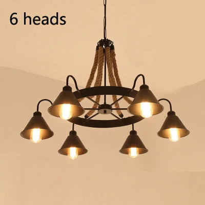 Vintage industrial wrought iron chandelier for loft and café