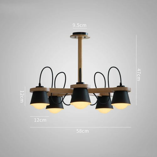 Nordic wooden pendant light for elegant interior decor - vue 11 sur 14