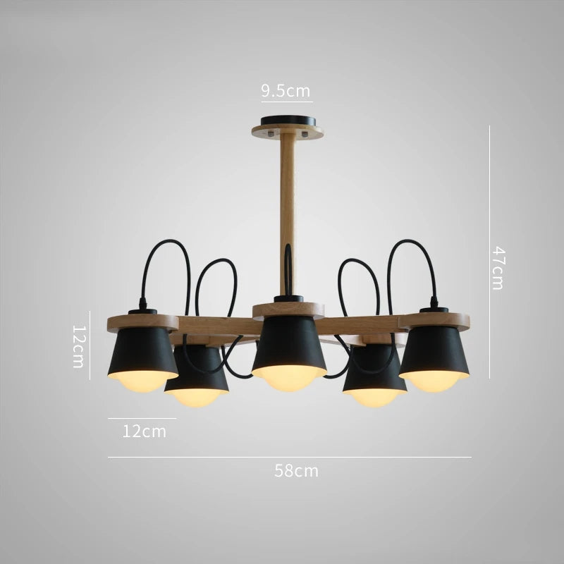 Nordic wooden pendant light for elegant interior decor - vue 10 sur 14
