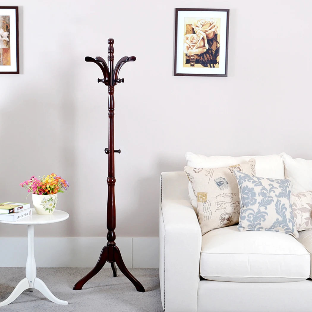 solid wood tripod coat rack for bag clothes and accessories - vue 3 sur 7