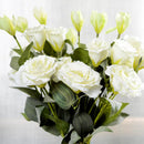 Artificial eustoma silk flowers for weddings, set of 3 branches