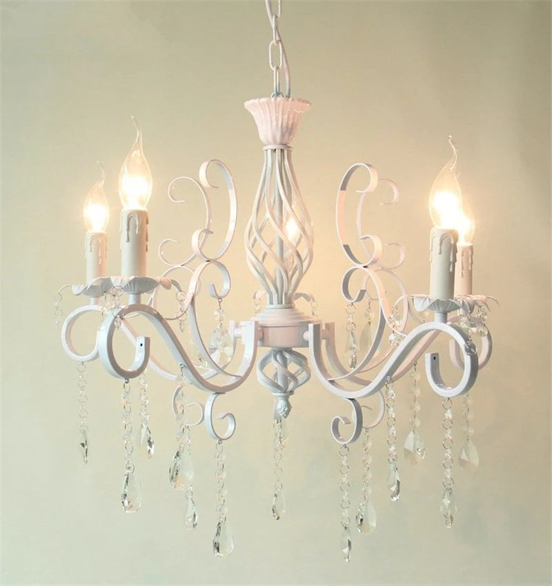 Vintage wrought iron chandelier with crystals for interior decoration