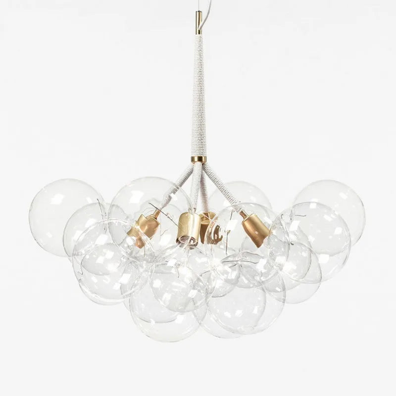 Nordic chandelier with coffee wires and glass lamps - vue 5 sur 9