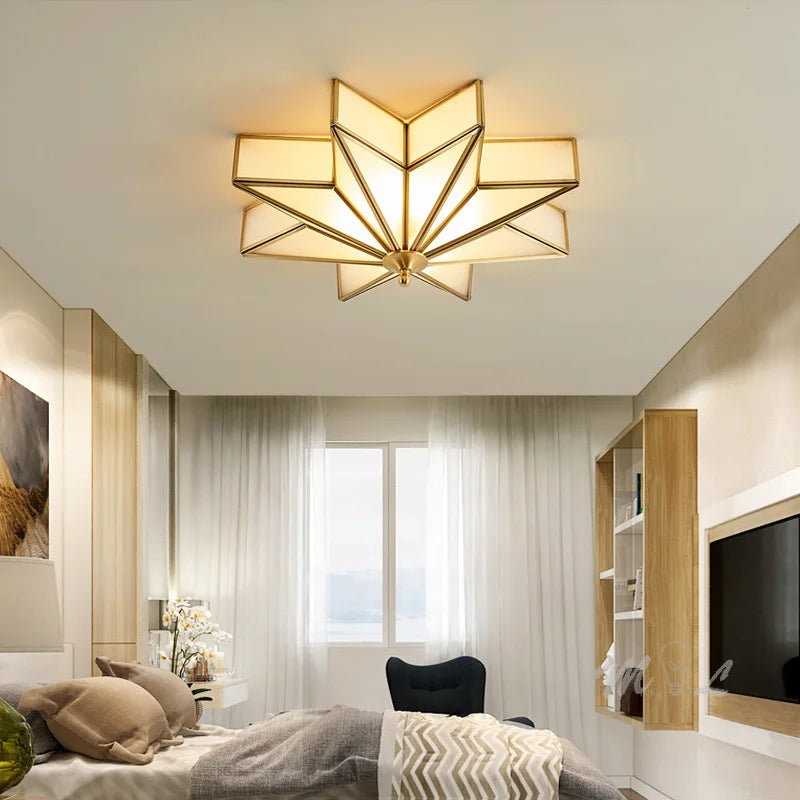 Nordic copper ceiling light for elegant interior decoration