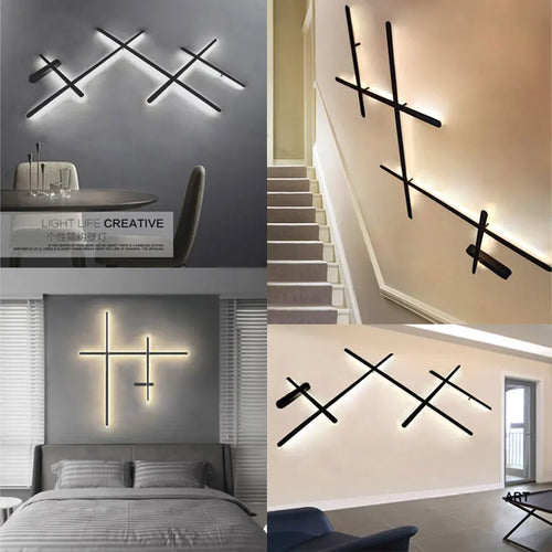 Simple long strip art deco retro-illuminated LED wall light - vue 3 sur 9