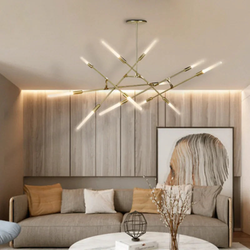 Modern multi-head iron design chandelier for contemporary lighting - vue 3 sur 6