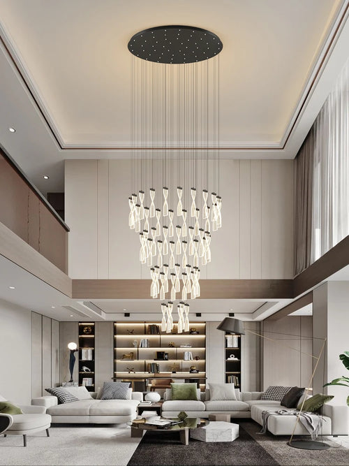 Modern long spiral design lamp for indoor hotel and hall - vue 5 sur 10