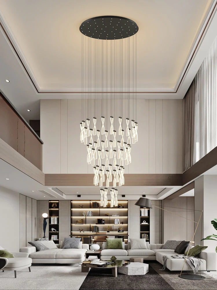 Modern long spiral design lamp for indoor hotel and hall - vue 5 sur 10
