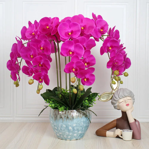 preserved phalaenopsis orchid artificial flowers for wedding decoration - vue 4 sur 17