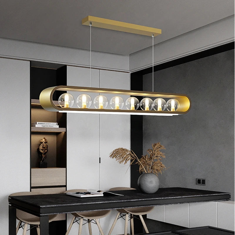 Contemporary clear glass chandelier with adjustable cord