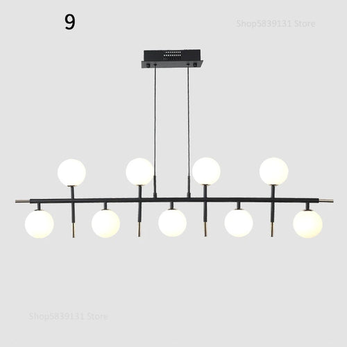 Nordic iron chandelier with LED glass balls for restaurant - vue 13 sur 20