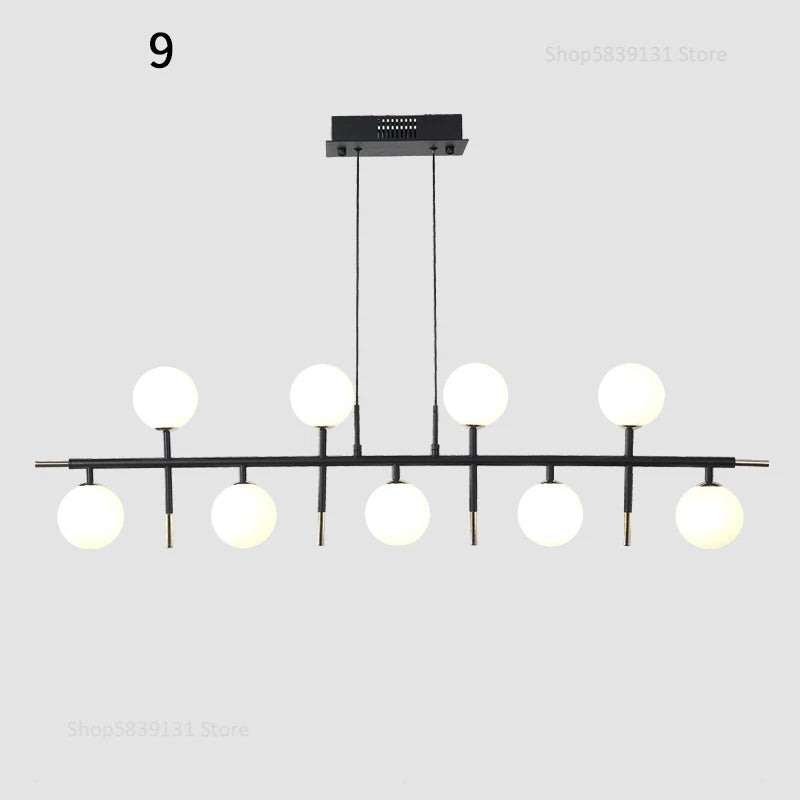 Nordic iron chandelier with LED glass balls for restaurant - vue 12 sur 20