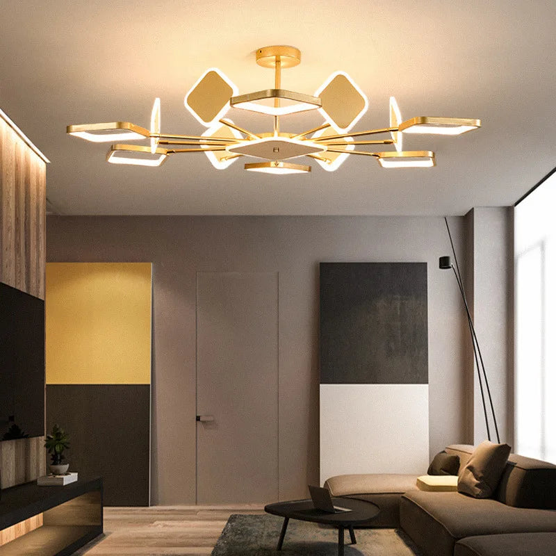 modern square led chandelier with dimmable intensity