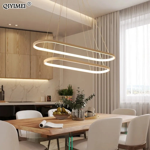 Modern rectangular LED pendant light with remote control - vue 6 sur 12