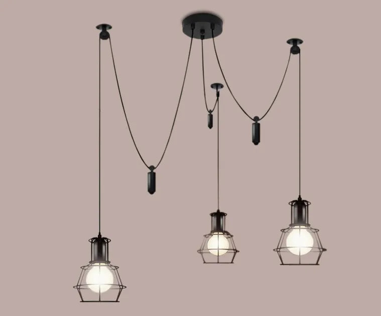 Modern nordic retro adjustable chandelier vintage style for DIY and art - vue 2 sur 6