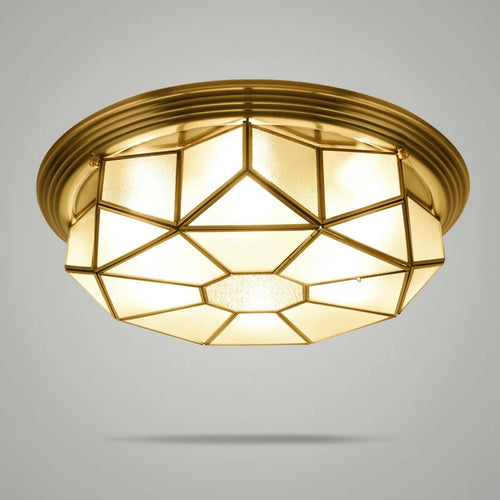 Vintage glass and copper ceiling light for indoor use - vue 4 sur 6