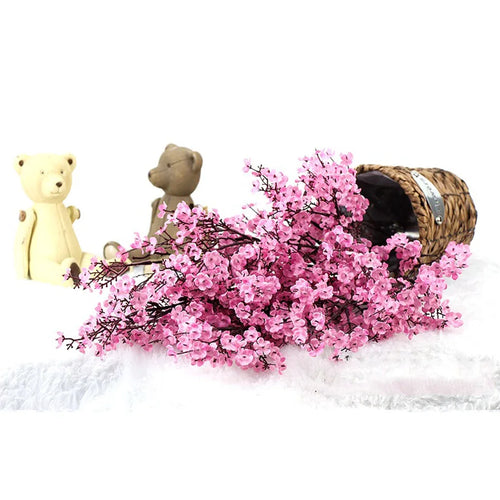 Pink cherry blossom plastic branch for wedding and DIY decoration - vue 12 sur 13