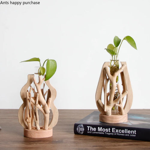 handmade solid wood vase for flowers and creative decoration - vue 10 sur 14