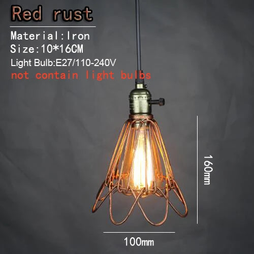 Vintage iron pendant light with lampshade and built-in switch - vue 11 sur 11