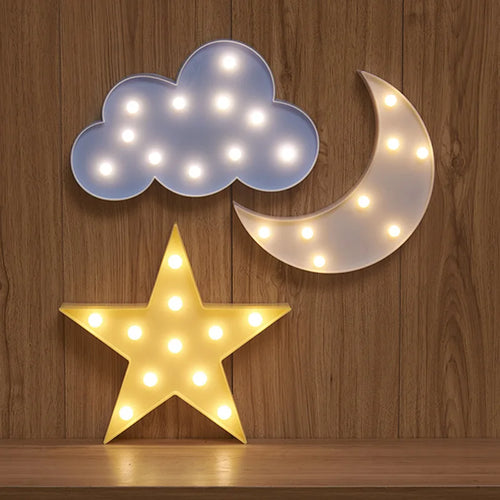 3d led cloud star moon night light for children, decorative gift - vue 2 sur 16