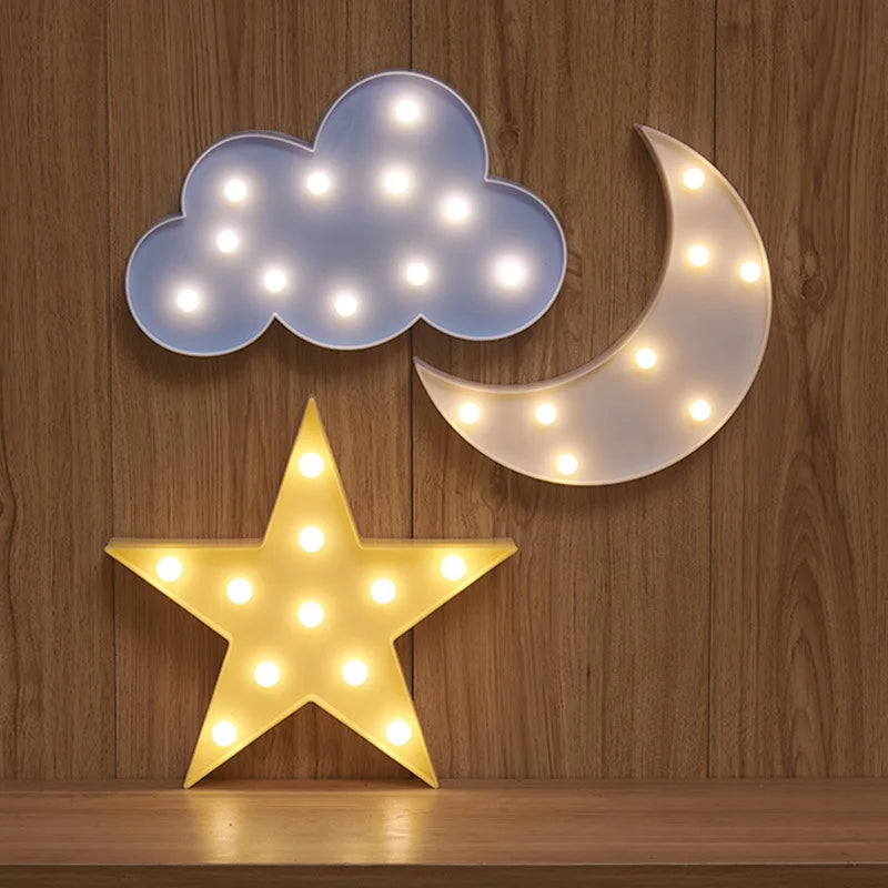 3d led cloud star moon night light for children, decorative gift