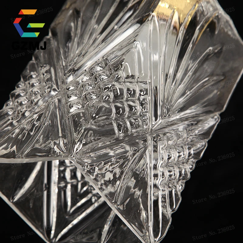 Vintage LED pendant light with carved glass shade - vue 5 sur 10
