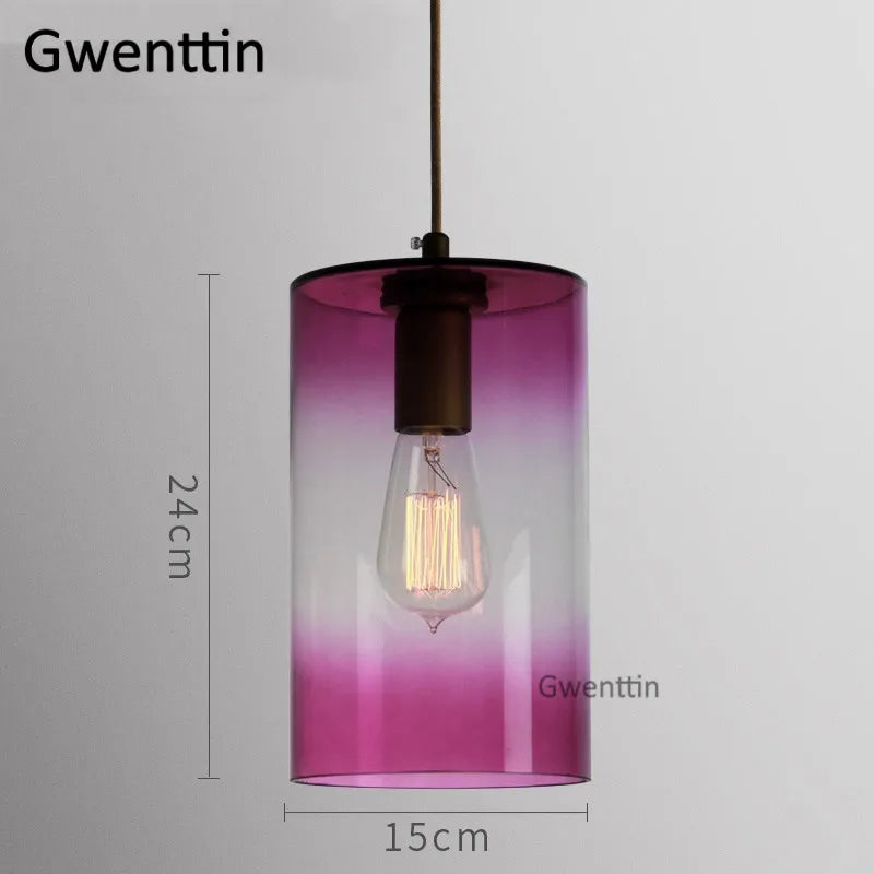 Modern stained glass pendant light for interior decoration - vue 14 sur 22