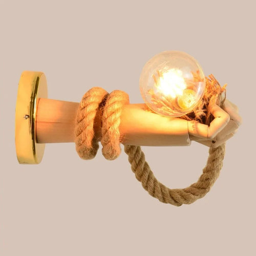 Nordic hemp rope wall light in retro industrial style - vue 4 sur 8