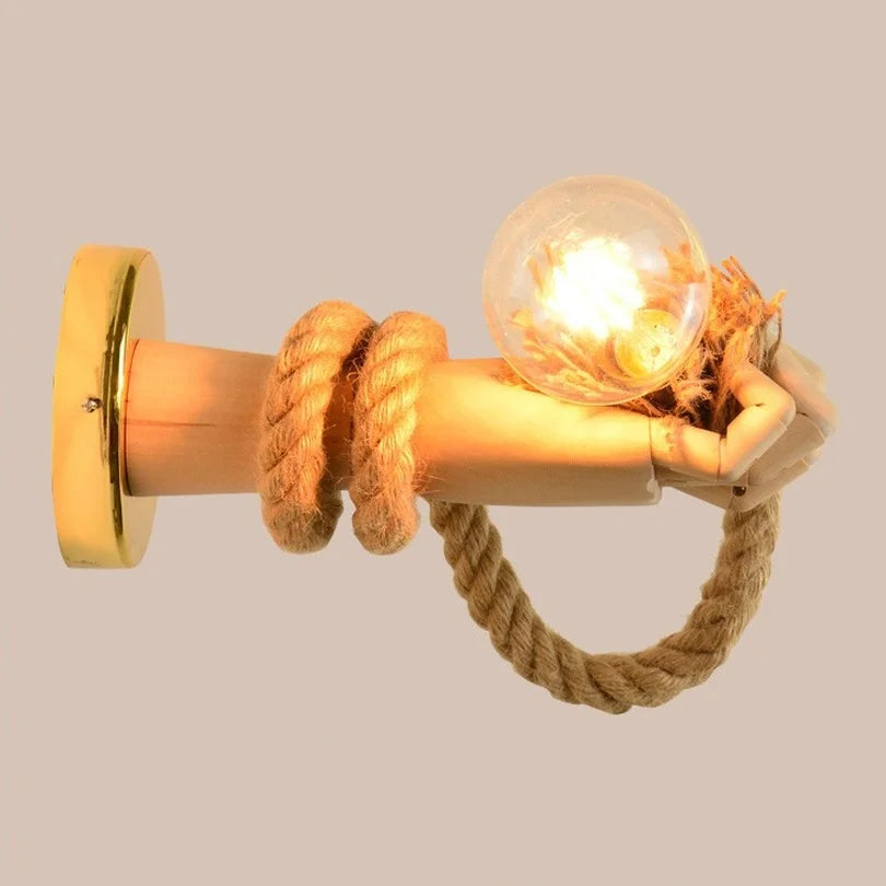 Nordic hemp rope wall light in retro industrial style - vue 3 sur 8