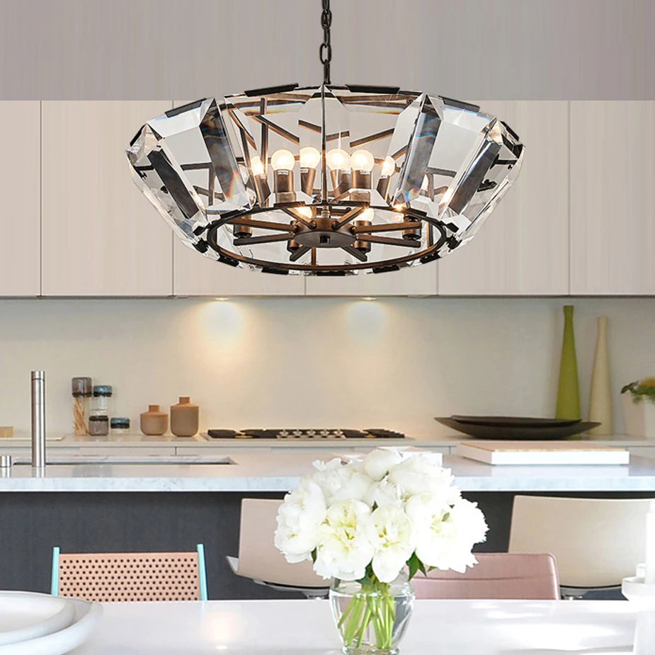 Nordic iron crystal pendant light for modern interiors - vue 3 sur 6