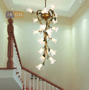 Nordic iron pendant light with glass lily, tulip and camellia for decorative lighting
